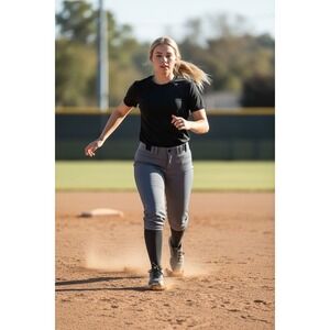 Mizuno Women's Softball Pants XS Gray Elastic Cuffs Belt Loops